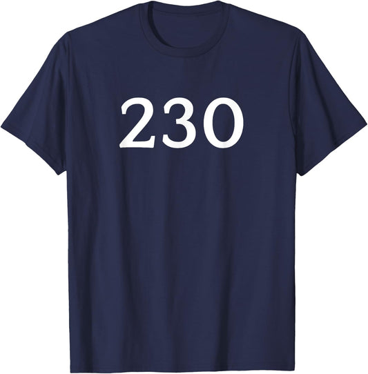 Number 230 , # Jersey Sports Birthdays T-Shirt - T-Shirt | Navy