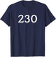 Number 230 , # Jersey Sports Birthdays T-Shirt - T-Shirt | Navy