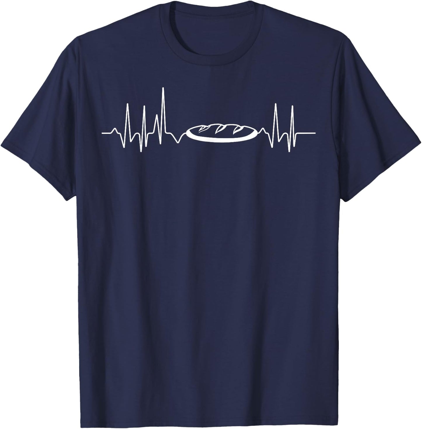 Heart Pulse, EGK and Heartbeat with Baguette T-Shirt - T-Shirt | Navy