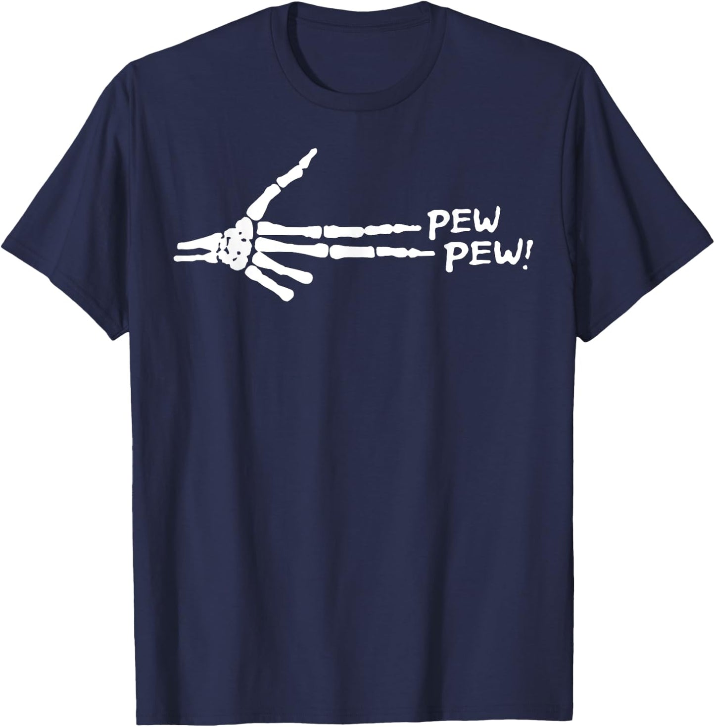 Skeleton Hand Pew Pew T-Shirt - T-Shirt | Navy