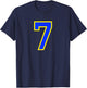 Number #7 Sport Blue Yellow Number T-Shirt - T-Shirt | Navy