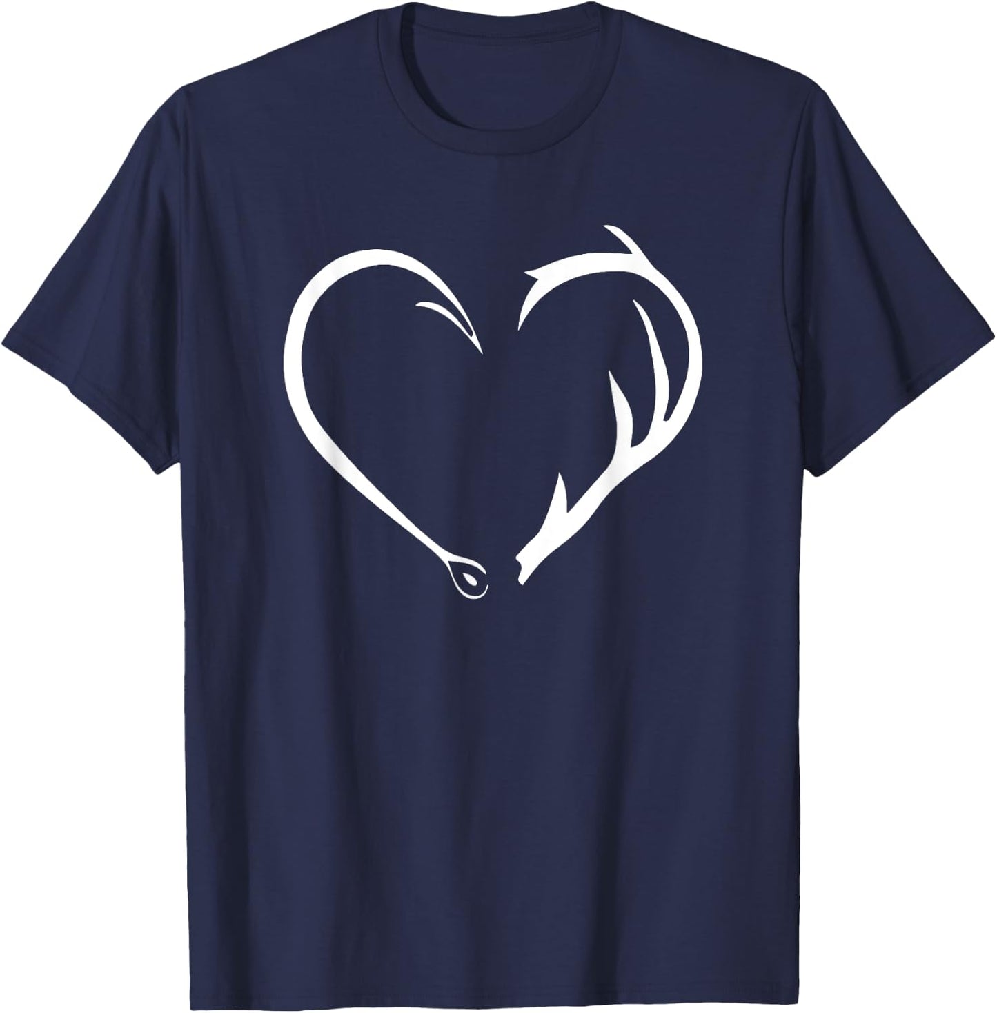 Hunter Antler Fishing Hooks & Shed T-Shirt - T-Shirt | Navy