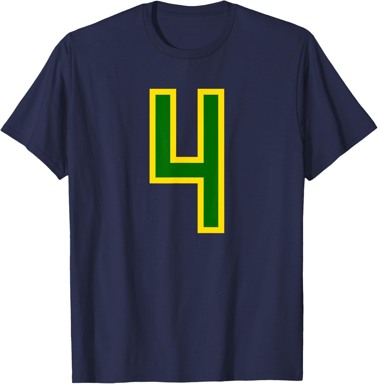 Number #4 Green Yellow Sport Number 4 T-Shirt - T-Shirt | Navy
