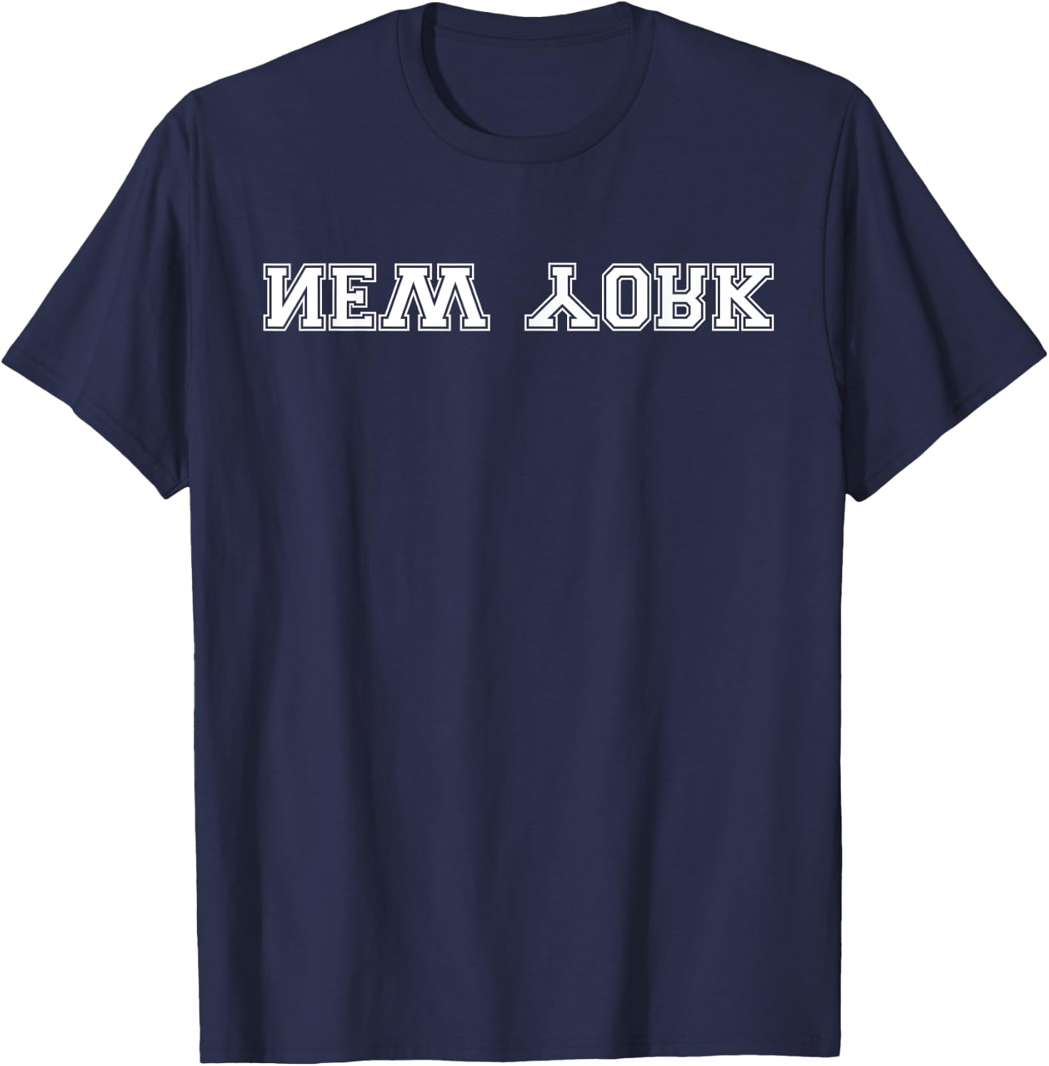 New York NY Reverse NYC Heart Upside Down Athletic Men Women T-Shirt - T-Shirt | Navy