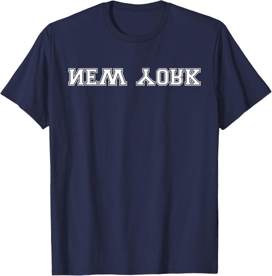 New York NY Reverse NYC Heart Upside Down Athletic Men Women T-Shirt - T-Shirt | Navy