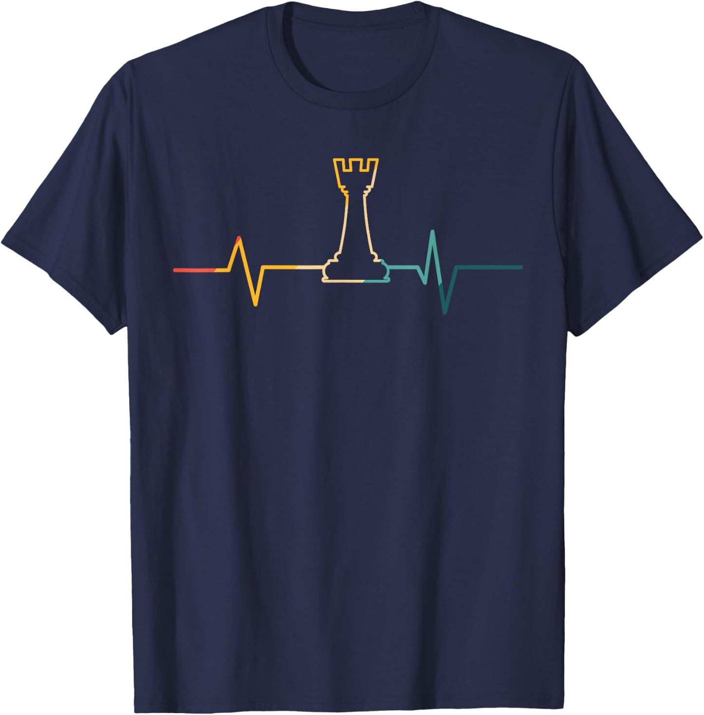 Rook Castle Chess Piece Heatbeat EKG, Chess Lover T-Shirt - T-Shirt | Navy