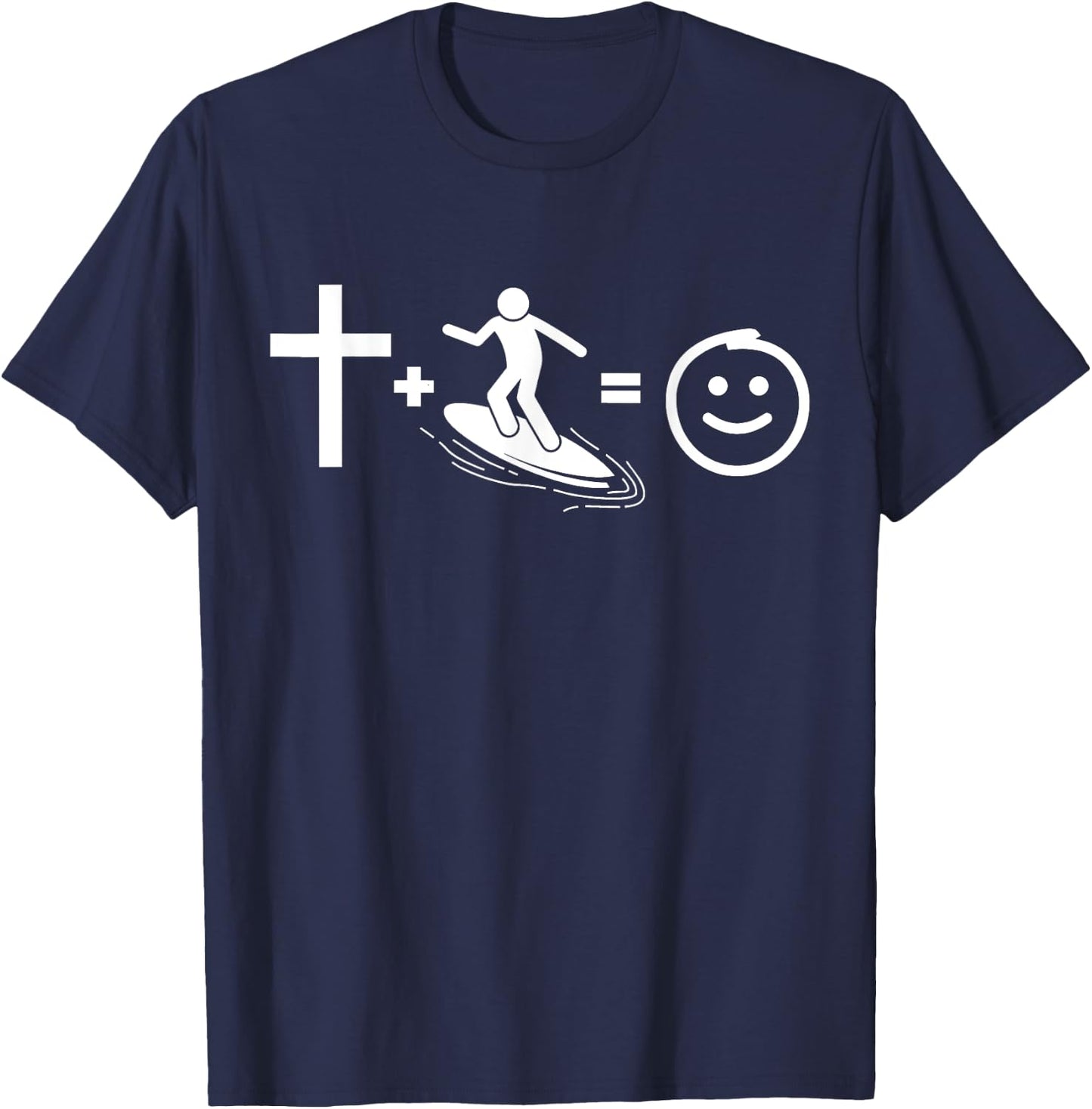Jesus and surf makes me happy, Gift Christian surfers. T-Shirt - T-Shirt | Navy