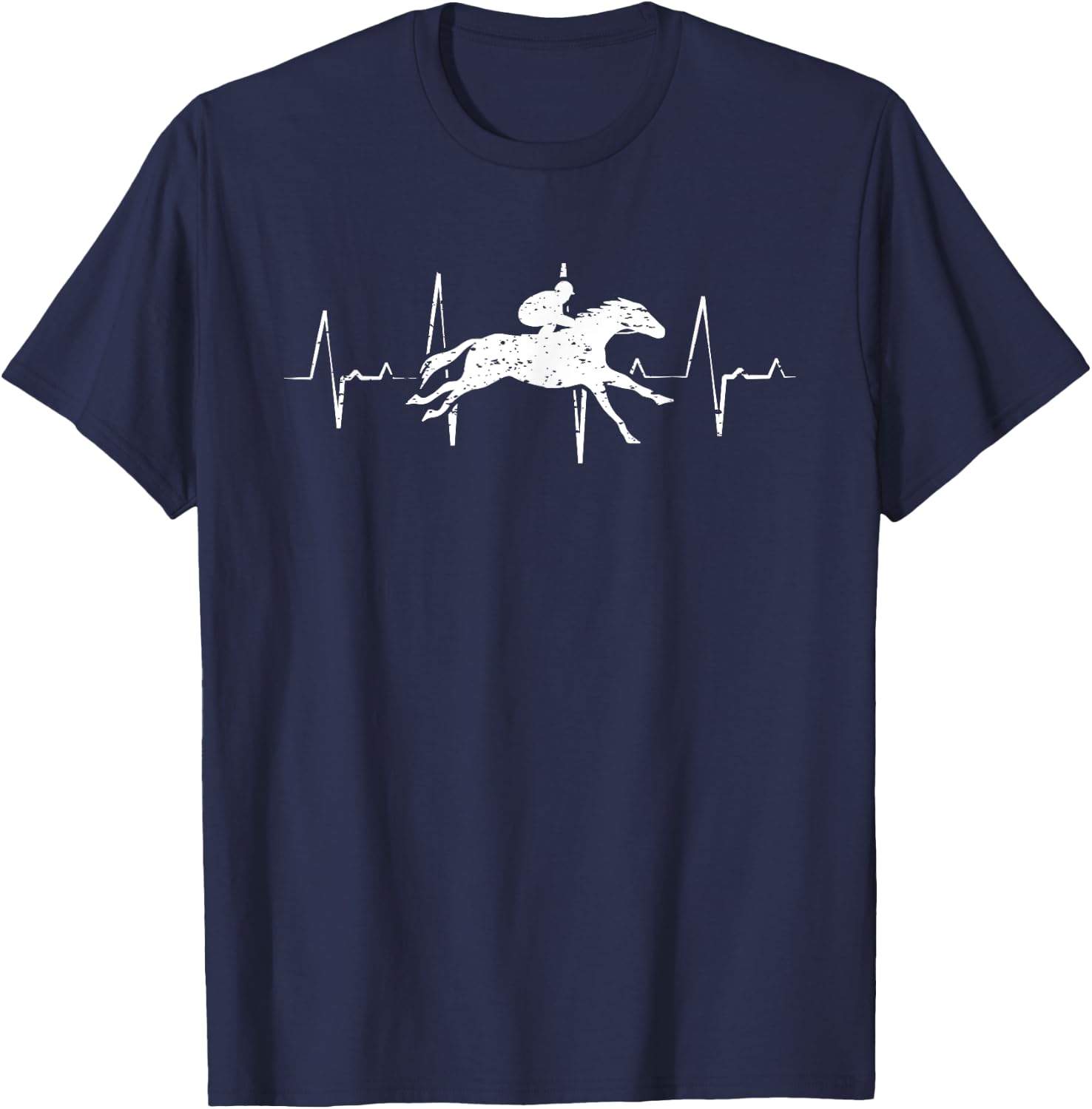 Heartbeat Heartline Heart Rate Horse Racing T-Shirt - T-Shirt | Navy