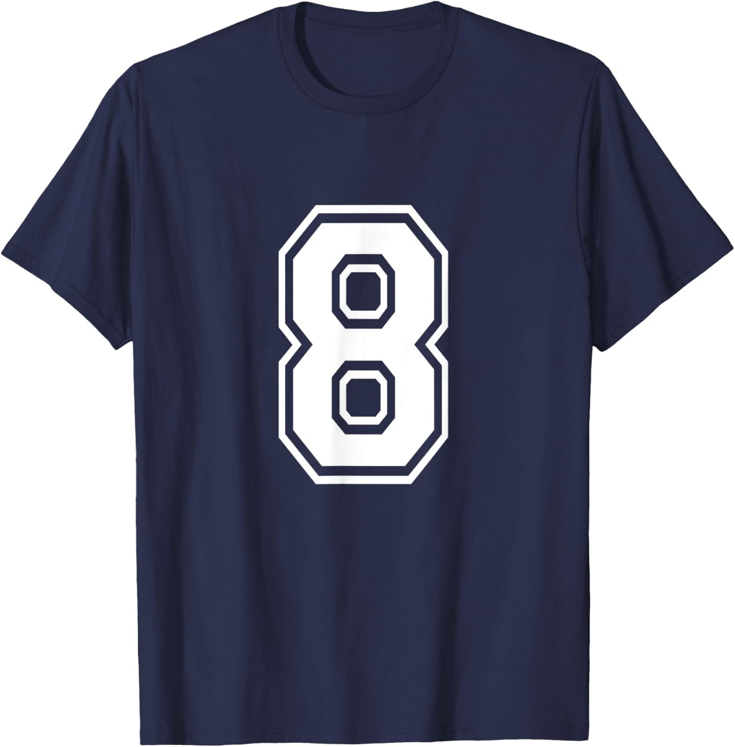Number 8 Front + Back Varsity Sports Team 8th Birthday T-Shirt - T-Shirt | Navy