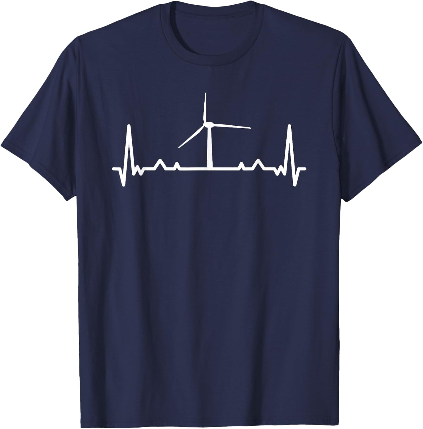 Vintage Renewable Energy Windmill Heartbeat Wind Turbine T-Shirt - T-Shirt | Navy