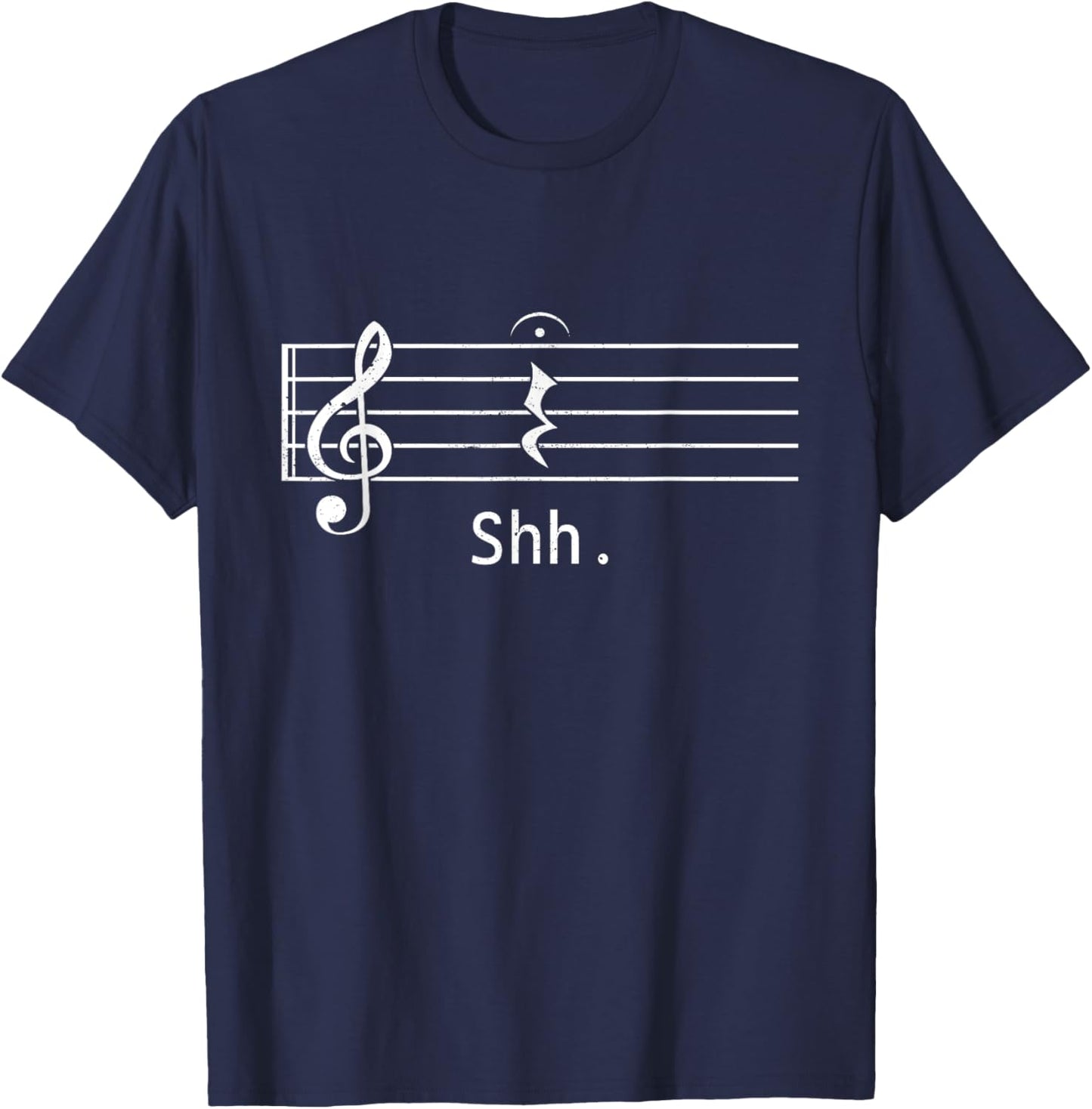 Music Lover Funny Musician Shh Quarter Rest And Fermata T-Shirt - T-Shirt | Navy