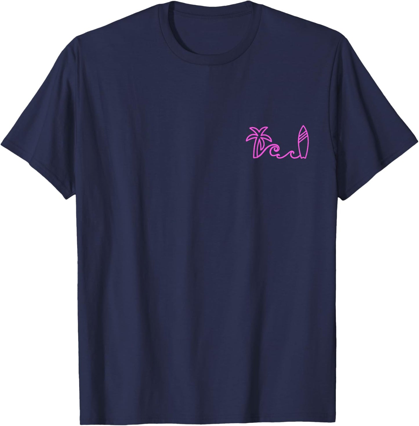 Surf Palm Tree Wave Surfboard Surfing Beach Surfer T-Shirt - T-Shirt | Navy
