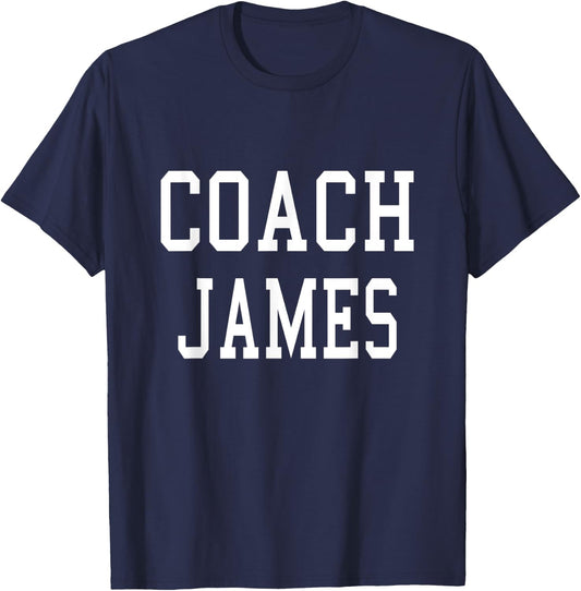 Coach JAMES Custom Football Soccer Baseball Team T-Shirt - T-Shirt | Navy