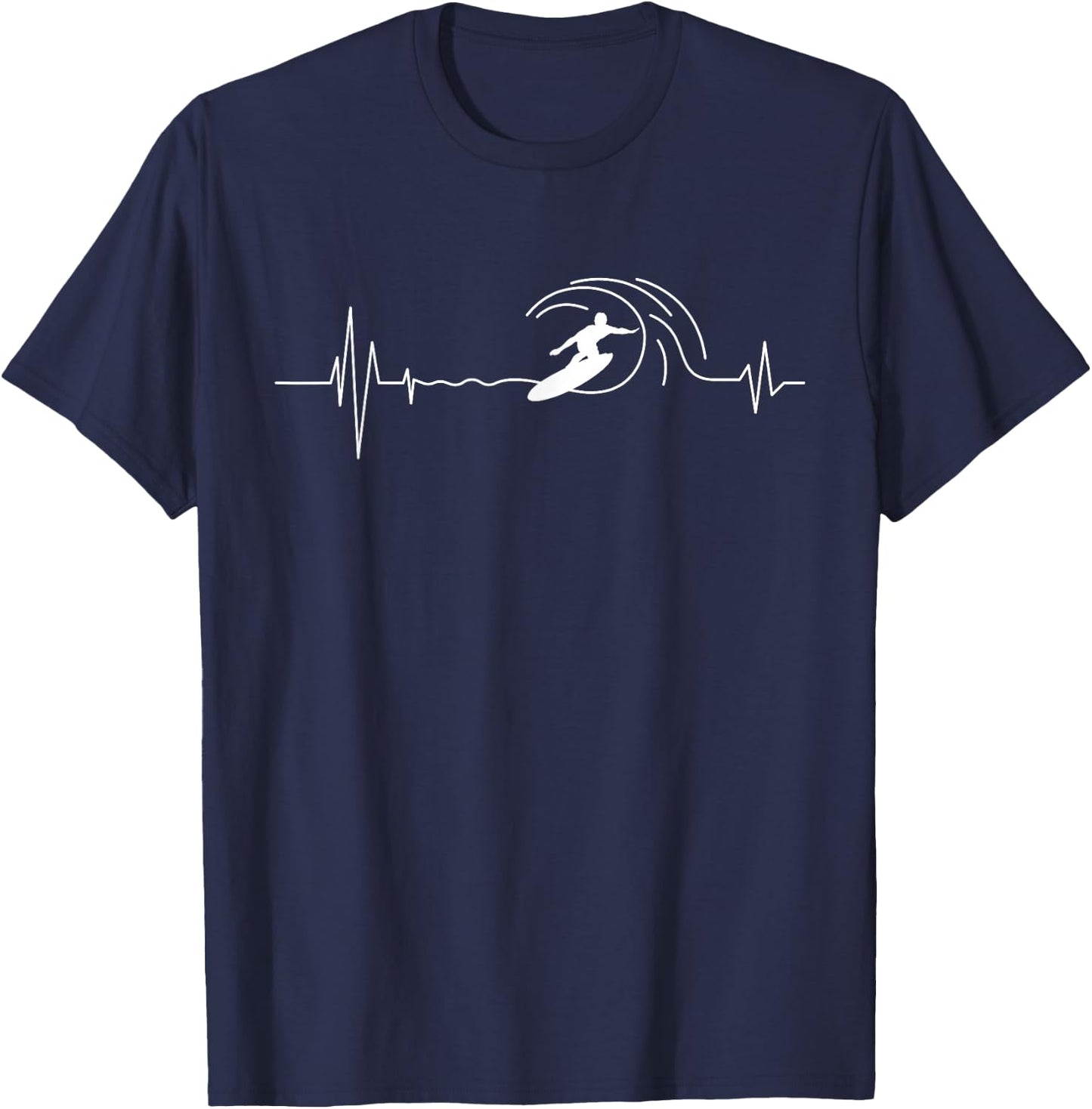 Big Wave Surfing Heartbeat - Surfers Beach Lover Surfboard Women Girls Kids T-Shirt - T-Shirt | Navy