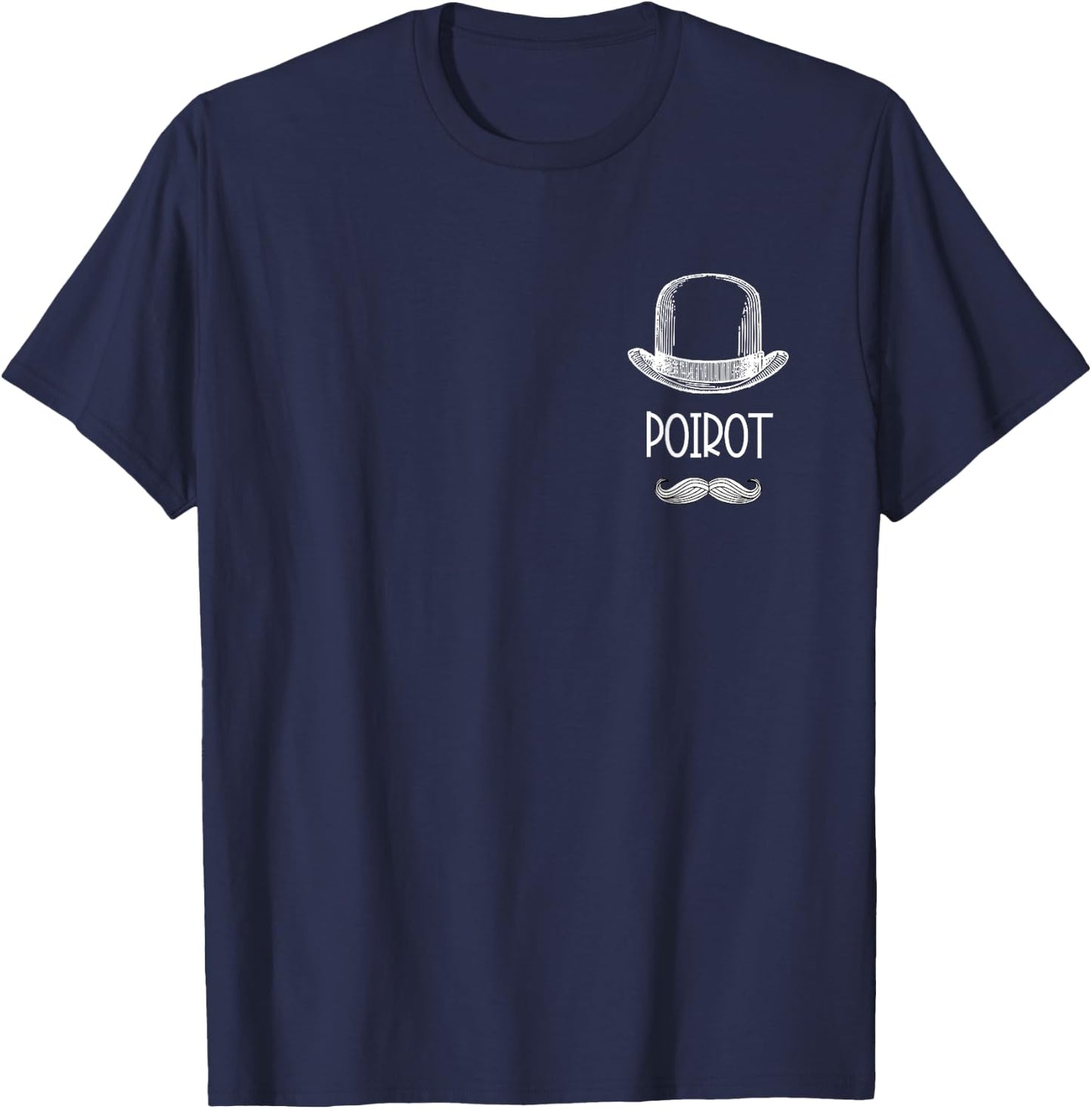 Poirot mustache hat T-Shirt - T-Shirt | Navy