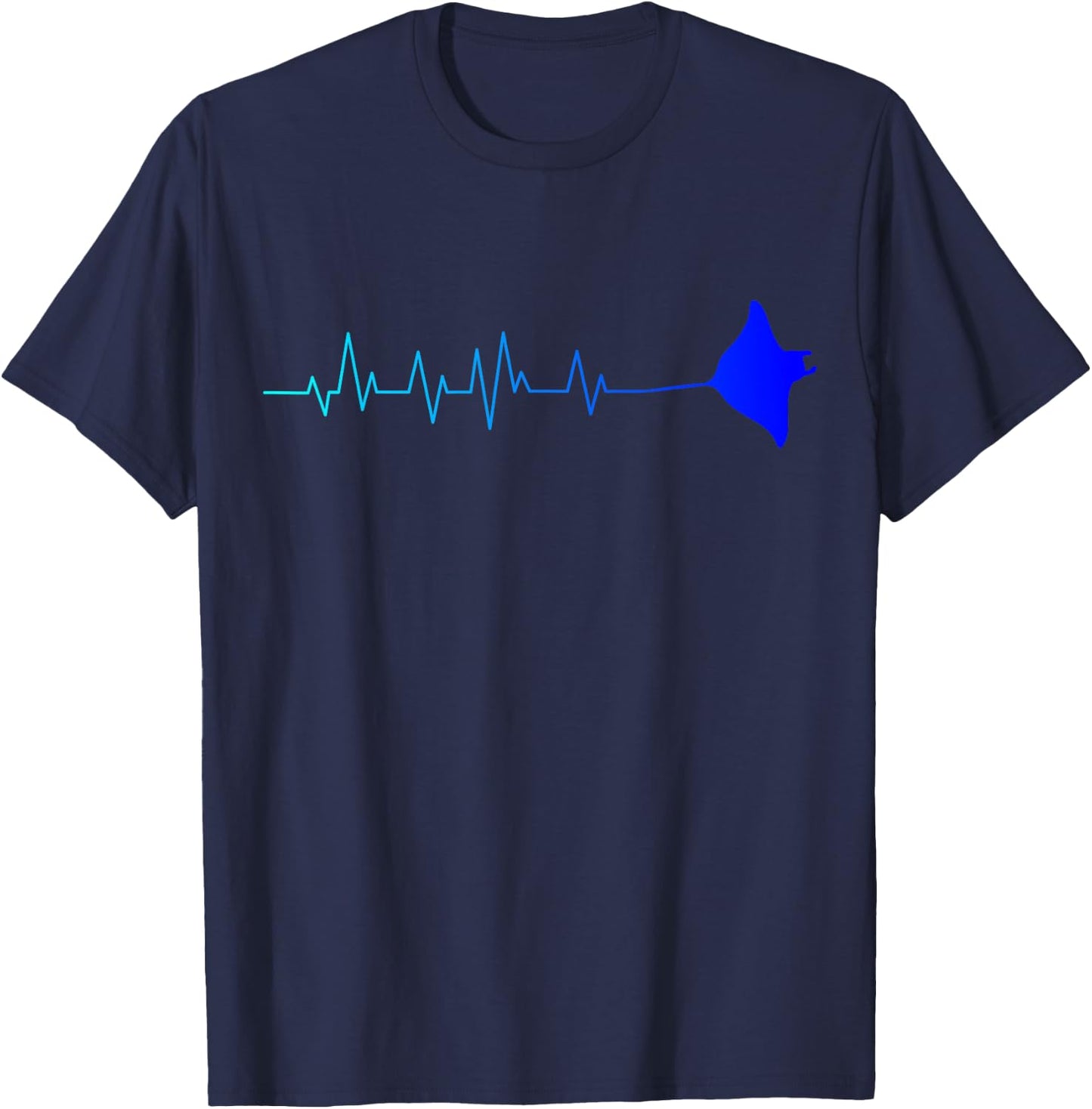 Manta Ray Heartbeat Stingray Fish Ocean Biologist T-Shirt - T-Shirt | Navy