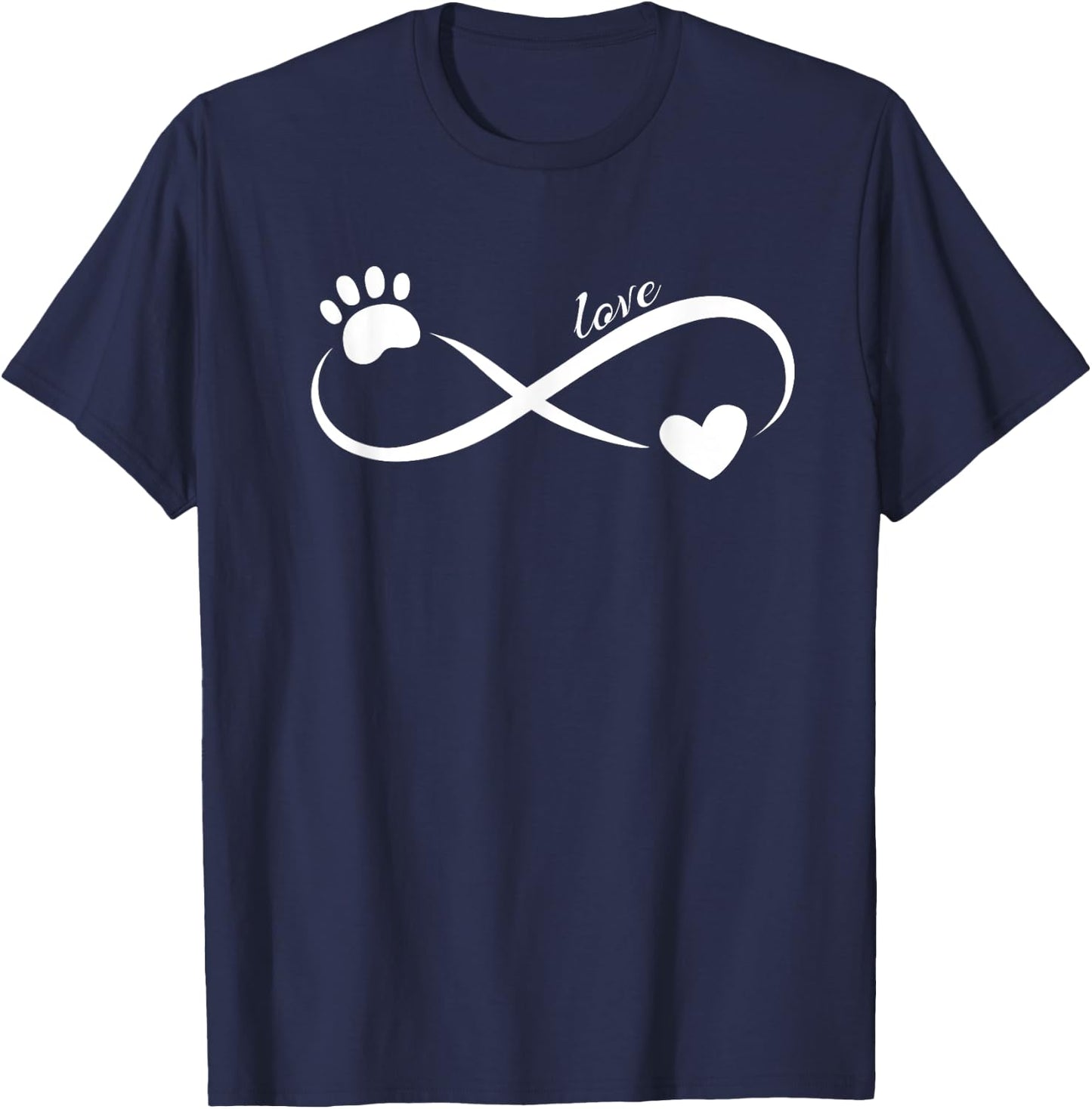 Paw and Heart Infinity love symbol ~Cute pet lover design T-Shirt - T-Shirt | Navy