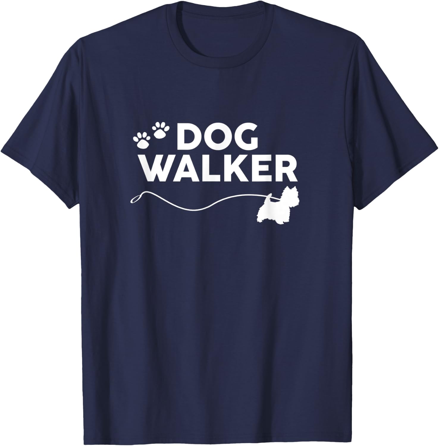Westie Dog Walker Gifts Cute Dog Lover Walking Rescue Puppy T-Shirt - T-Shirt | Navy