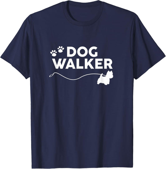Westie Dog Walker Gifts Cute Dog Lover Walking Rescue Puppy T-Shirt - T-Shirt | Navy