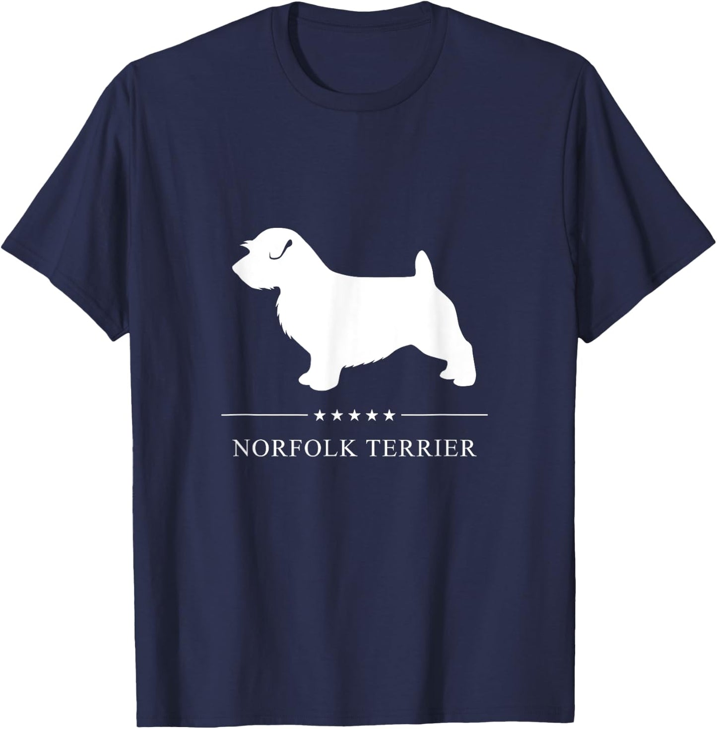 Norfolk Terrier Dog White Silhouette T-Shirt - T-Shirt | Navy