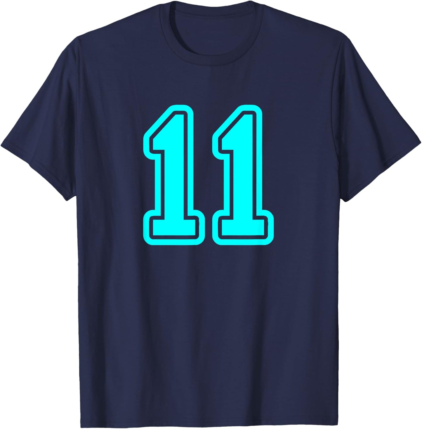 Number #11 Cyan Sport Varsity Number 11 T-Shirt - T-Shirt | Navy