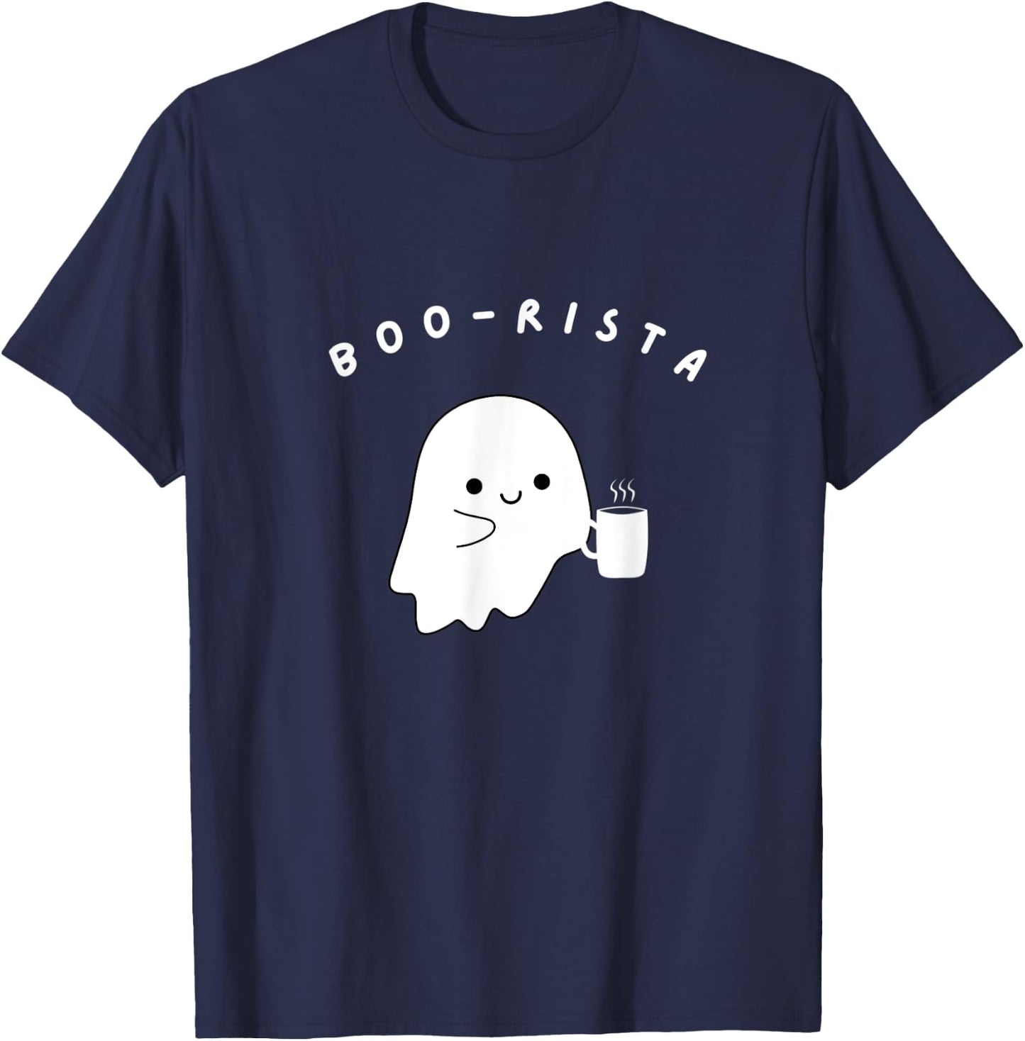 Funny Cute Coffee Barista Kawaii Ghost Boo-rister T-Shirt - T-Shirt | Navy