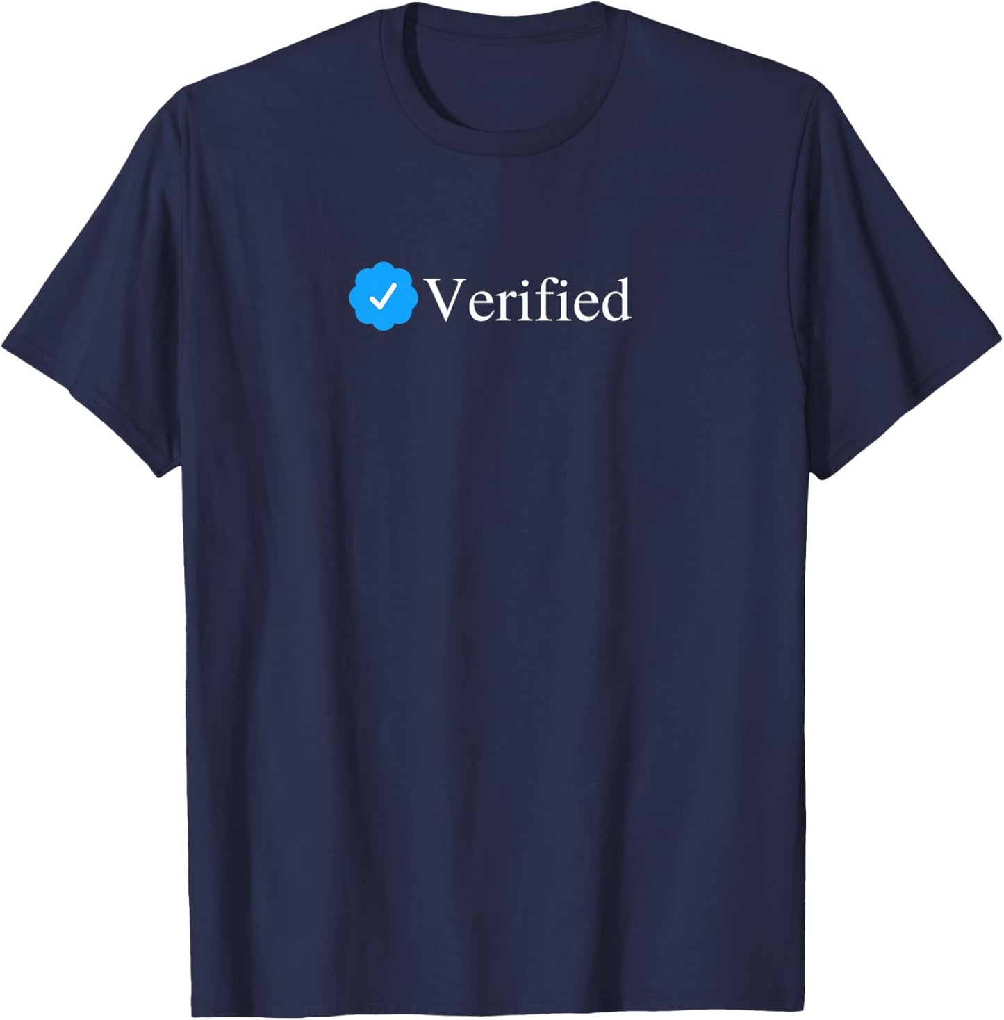 Social Media Blue Check Mark Verified Account Badge T-Shirt - T-Shirt | Navy