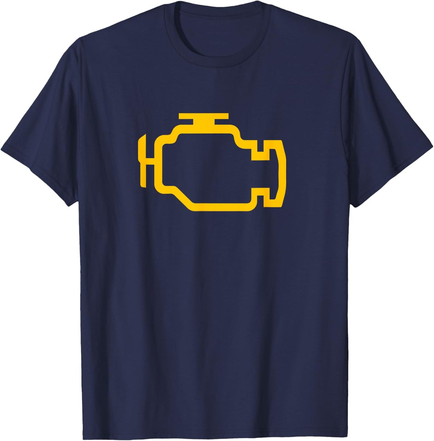 Yellow Check Engine Light T-Shirt - T-Shirt | Navy