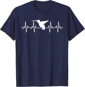 Cool Hummingbird Women Heartbeat Bird Lover Birding T-Shirt - T-Shirt | Navy