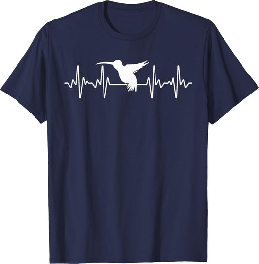 Cool Hummingbird Women Heartbeat Bird Lover Birding T-Shirt - T-Shirt | Navy