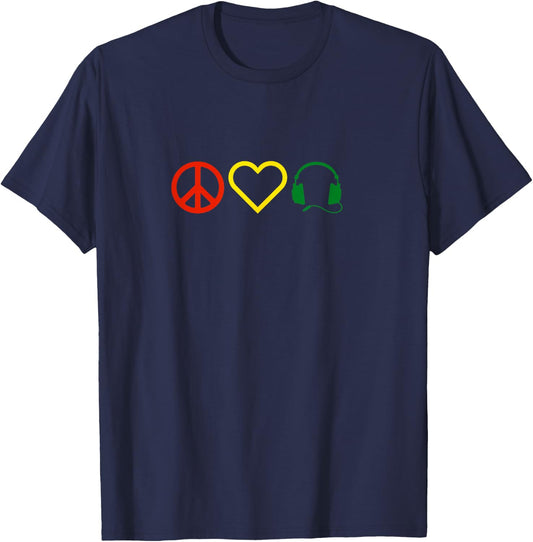 Peace Love Music Reggae Logo T-Shirt - T-Shirt | Navy