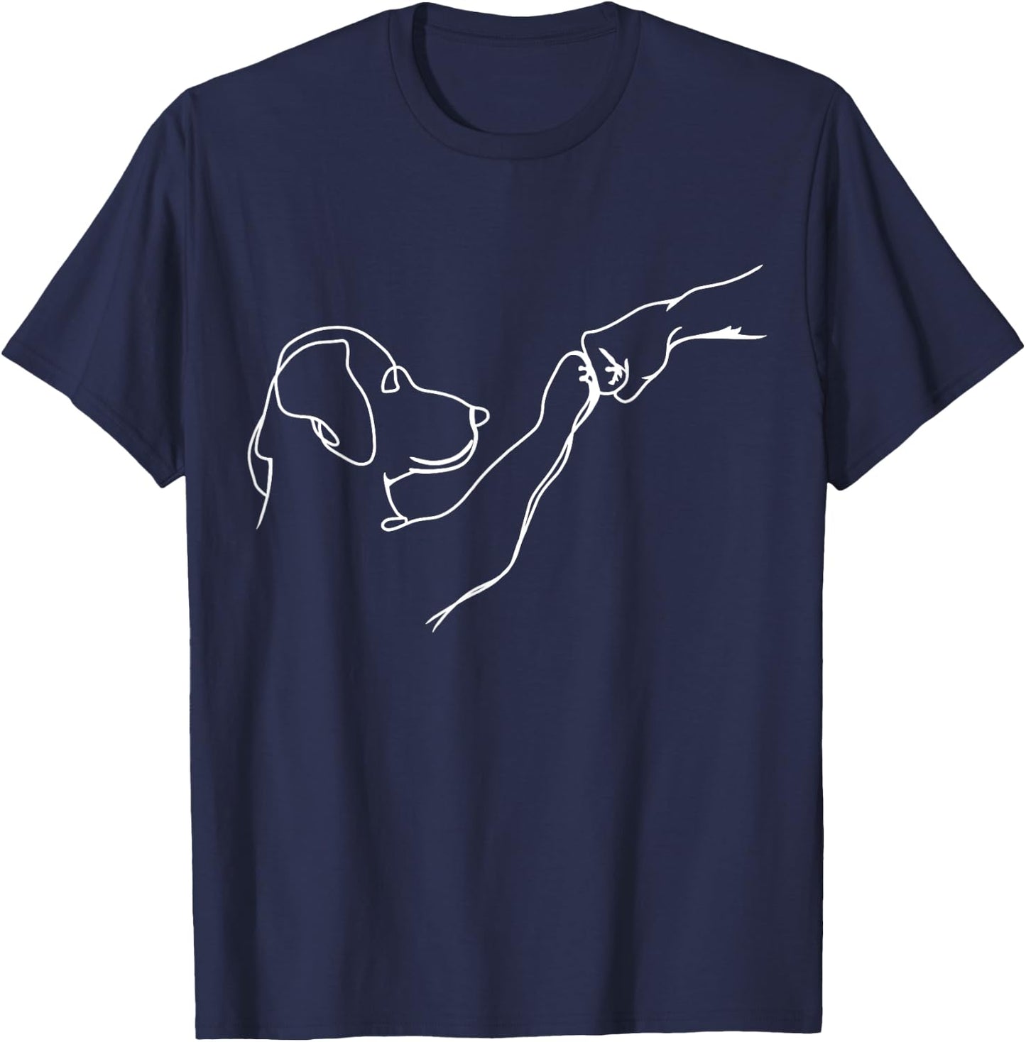 Dog And People Punch Hand Dog Man Friendship Bump Dogs Paw T-Shirt - T-Shirt | Navy