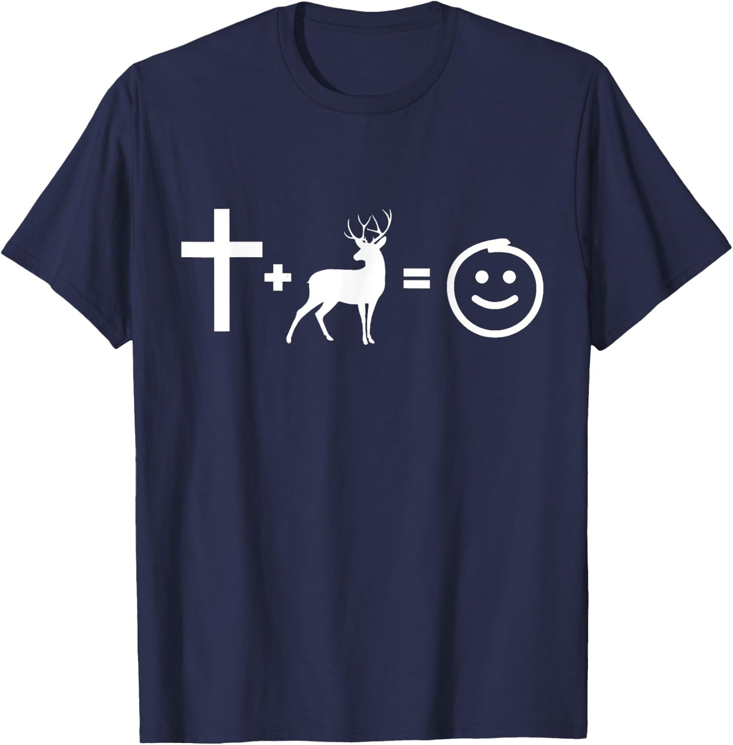 Jesus and deer hunting makes me happy, Gift christians T-Shirt - T-Shirt | Navy