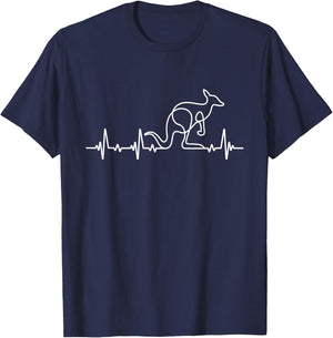 Kangaroo Pulse Heartbeat - Animal Lover Zookeeper Australia T-Shirt - T-Shirt | Navy