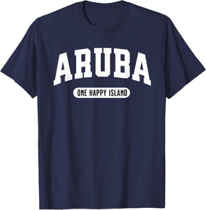 One Happy Island Aruba College Style New T-Shirt - T-Shirt | Navy