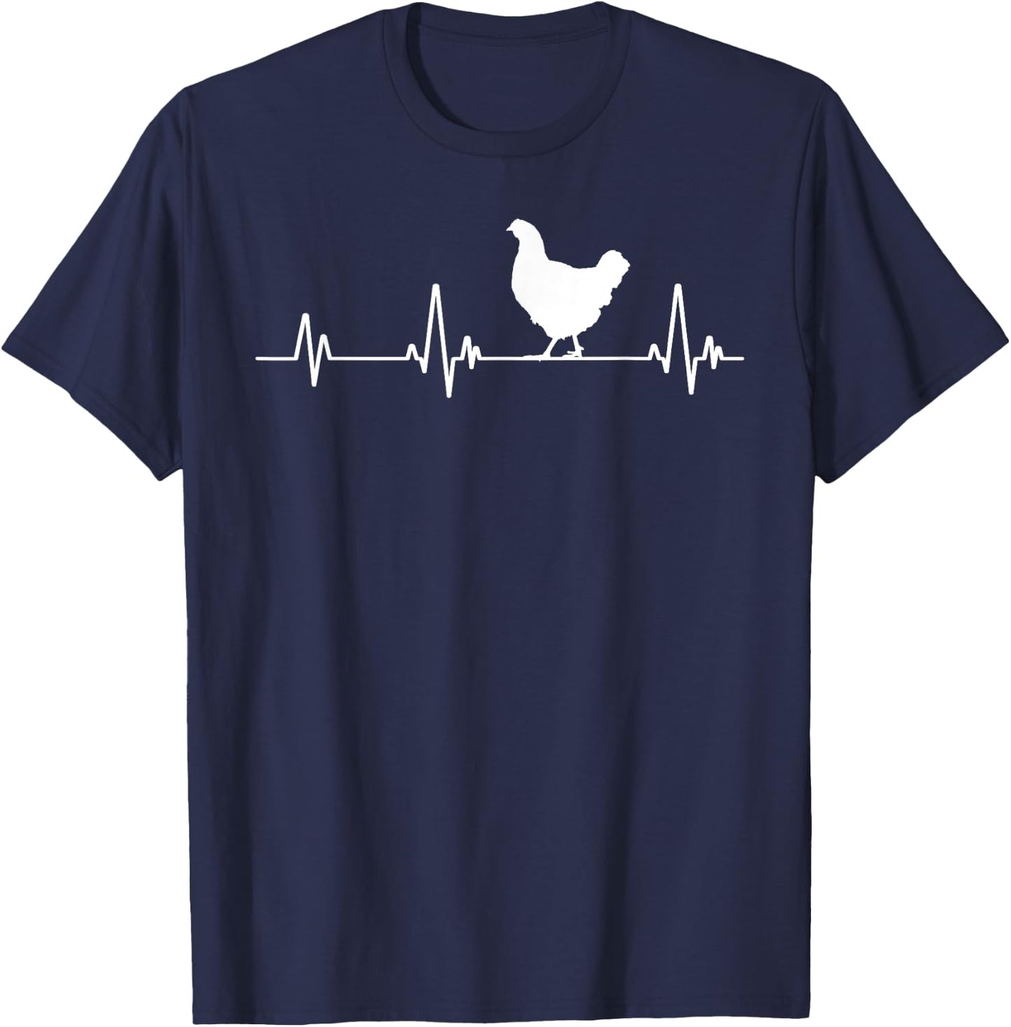 Chicken Heartbeat Pulse Cool Funny Chicken T-Shirt - T-Shirt | Navy