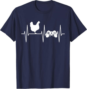 Chicken Shirt Funny Video Gamer Chicken Farmer Chicken Lover T-Shirt - T-Shirt | Navy