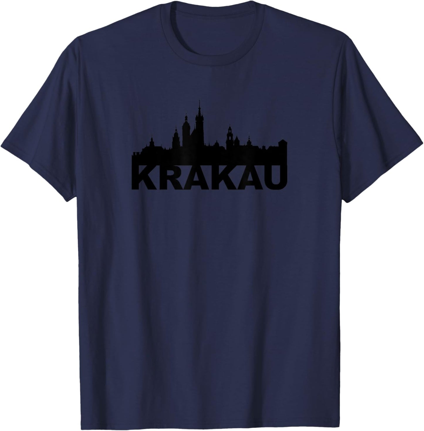 Krakau Krakow Poland City Skyline Silhouette Outline Sketch T-Shirt - T-Shirt | Navy