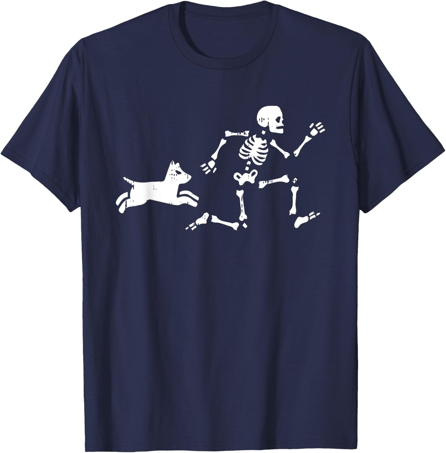 Skeleton Running Halloween Costume Funny Dog Skull T-Shirt - T-Shirt | Navy
