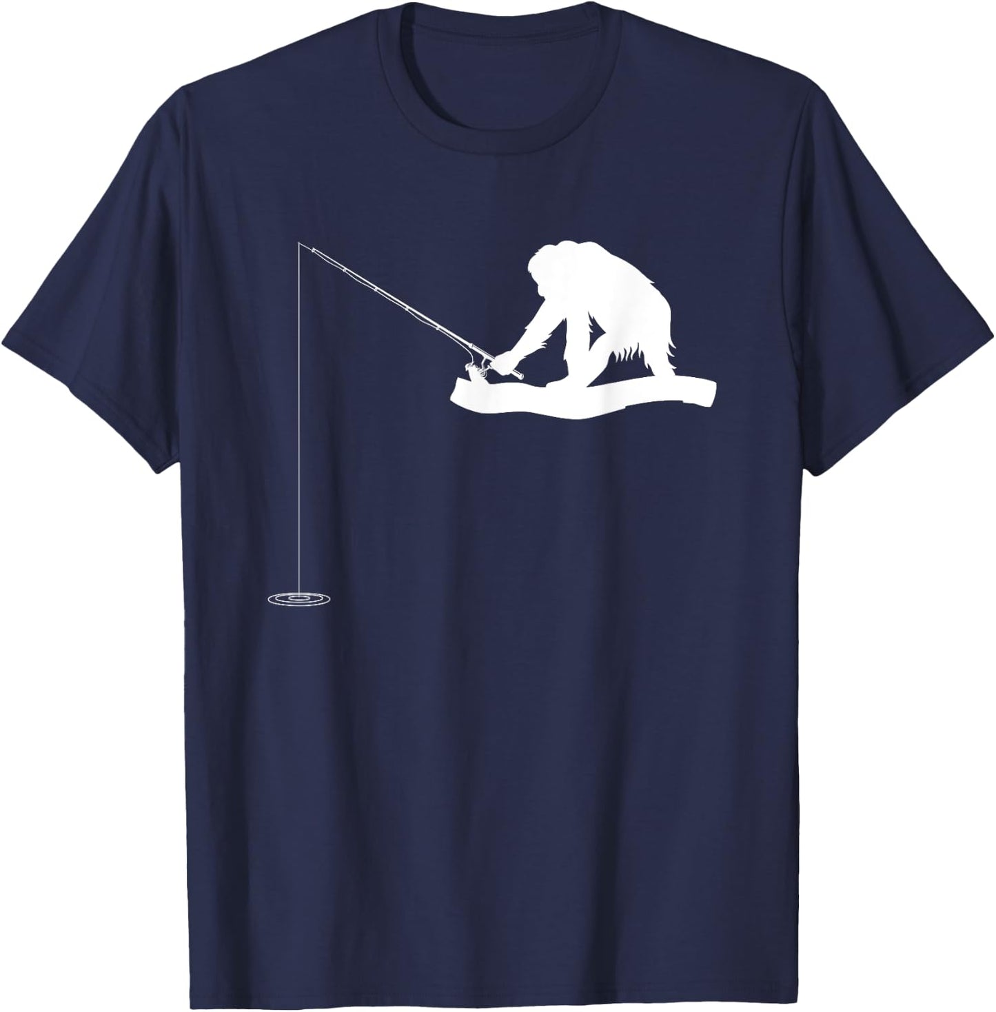 Fishing Monkey Orangutan Monkey Fishing Monkey T-Shirt - T-Shirt | Navy