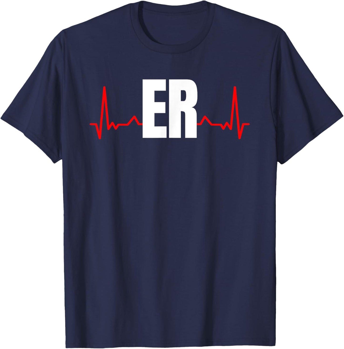Emergency Medicine Emergency room Nurse ER Heartbeat T-Shirt - T-Shirt | Navy