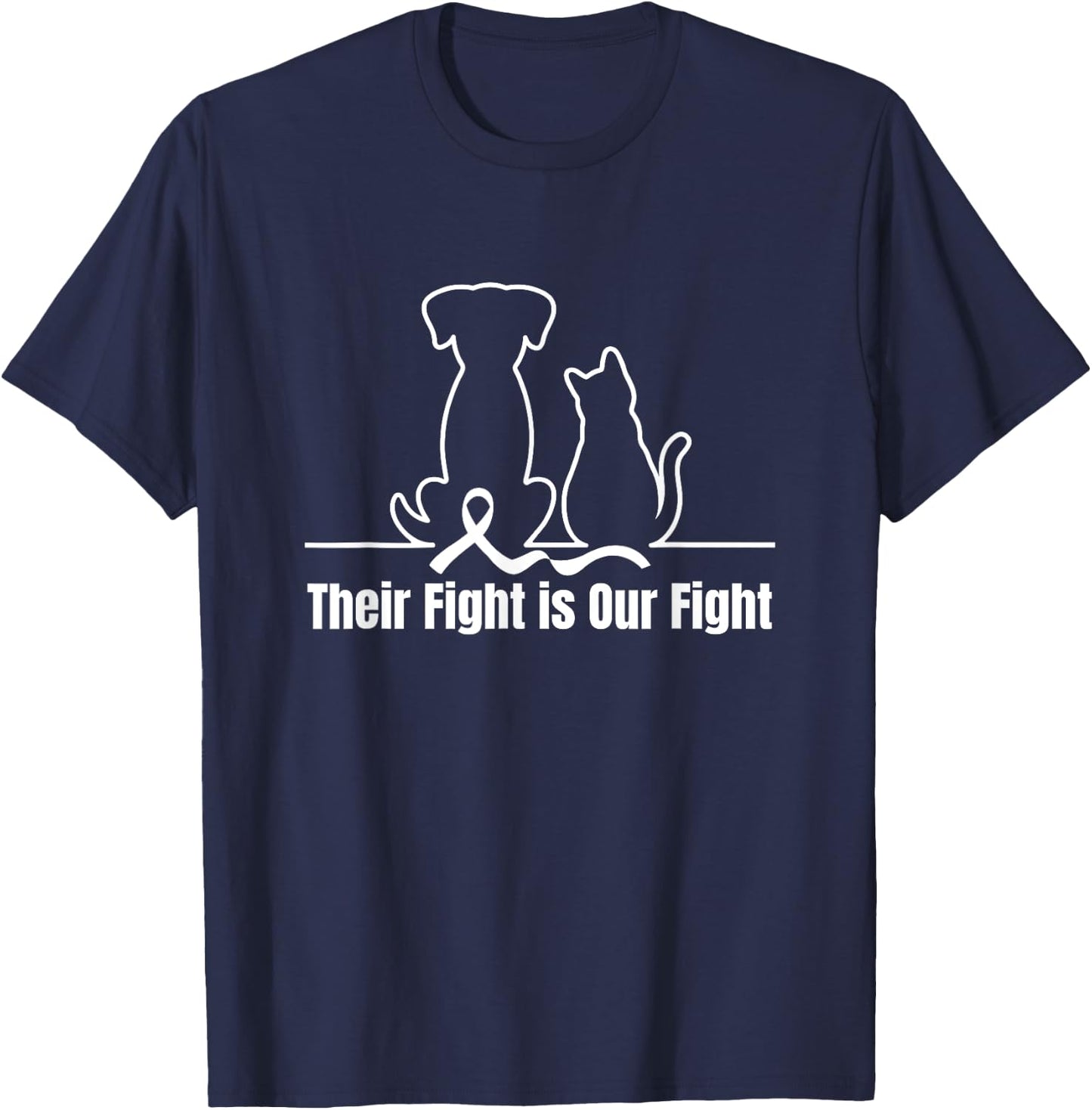 Their Fight is Our Fight Canine Dog Cat Pet Cancer Awareness Women T-Shirt - T-Shirt | Navy