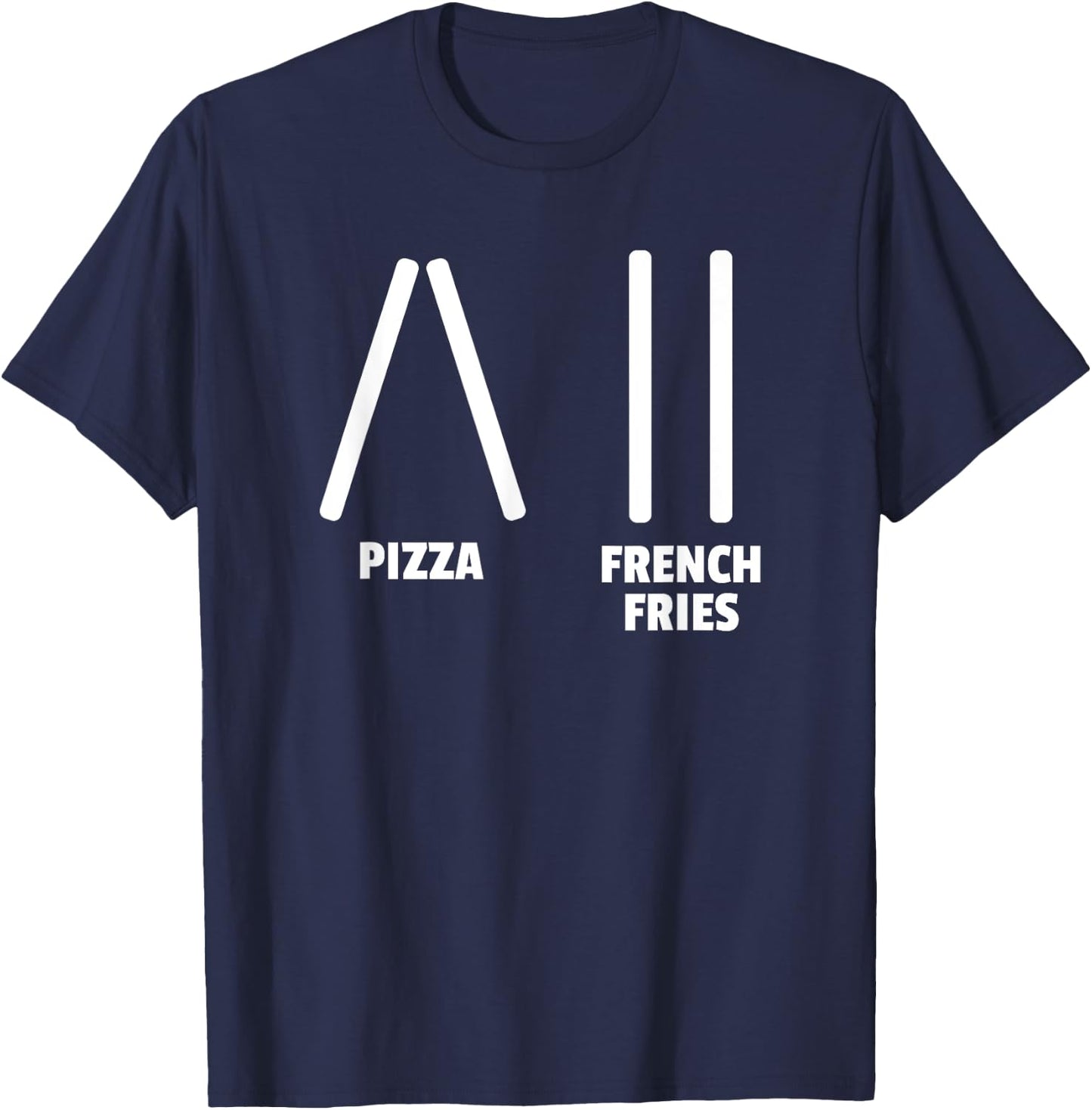 Funny Pizza & French Fries Ski Instructor or Skier Gift T-Shirt - T-Shirt | Navy