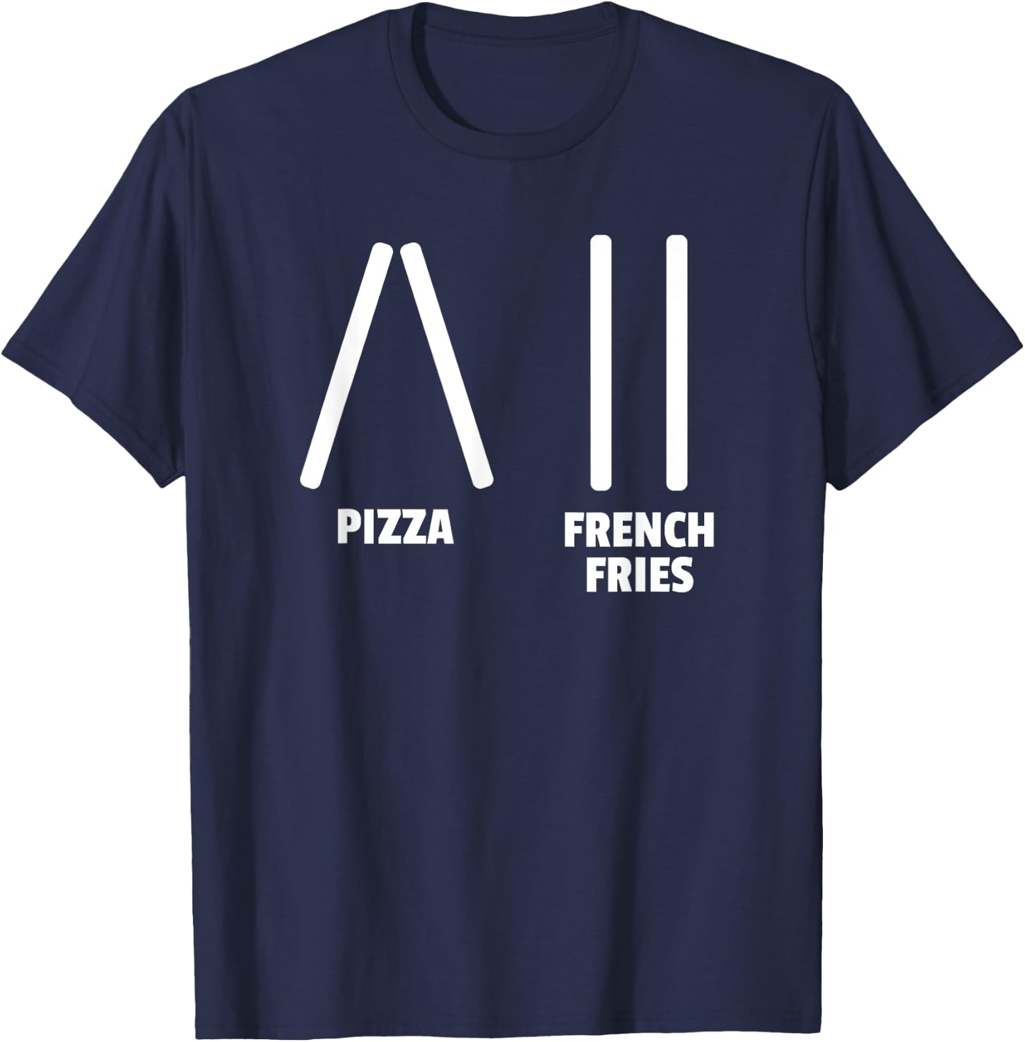 Funny Pizza & French Fries Ski Instructor or Skier Gift T-Shirt - T-Shirt | Navy