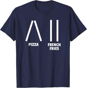 Funny Pizza & French Fries Ski Instructor or Skier Gift T-Shirt - T-Shirt | Navy