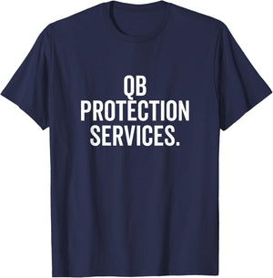 QB Protection Services Quarterback Lineman Funny Football T-Shirt - T-Shirt | Navy