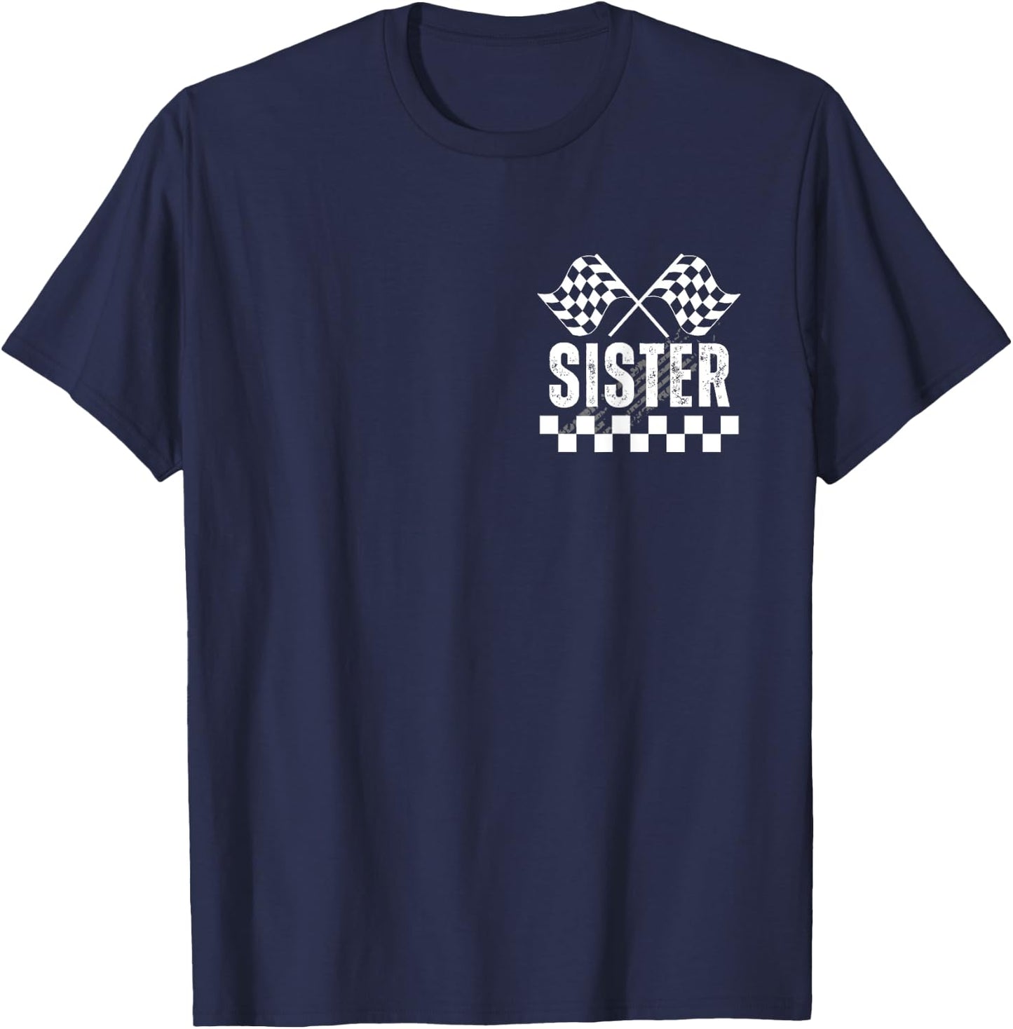 Racing Birthday Party Car Pit Crew Sister Family Matching T-Shirt - T-Shirt | Navy