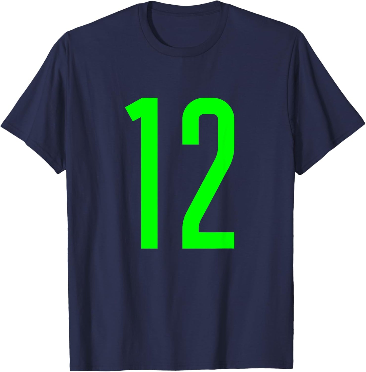 All Sports Fan Favorite Green Number #12 Jersey T-Shirt - T-Shirt | Navy