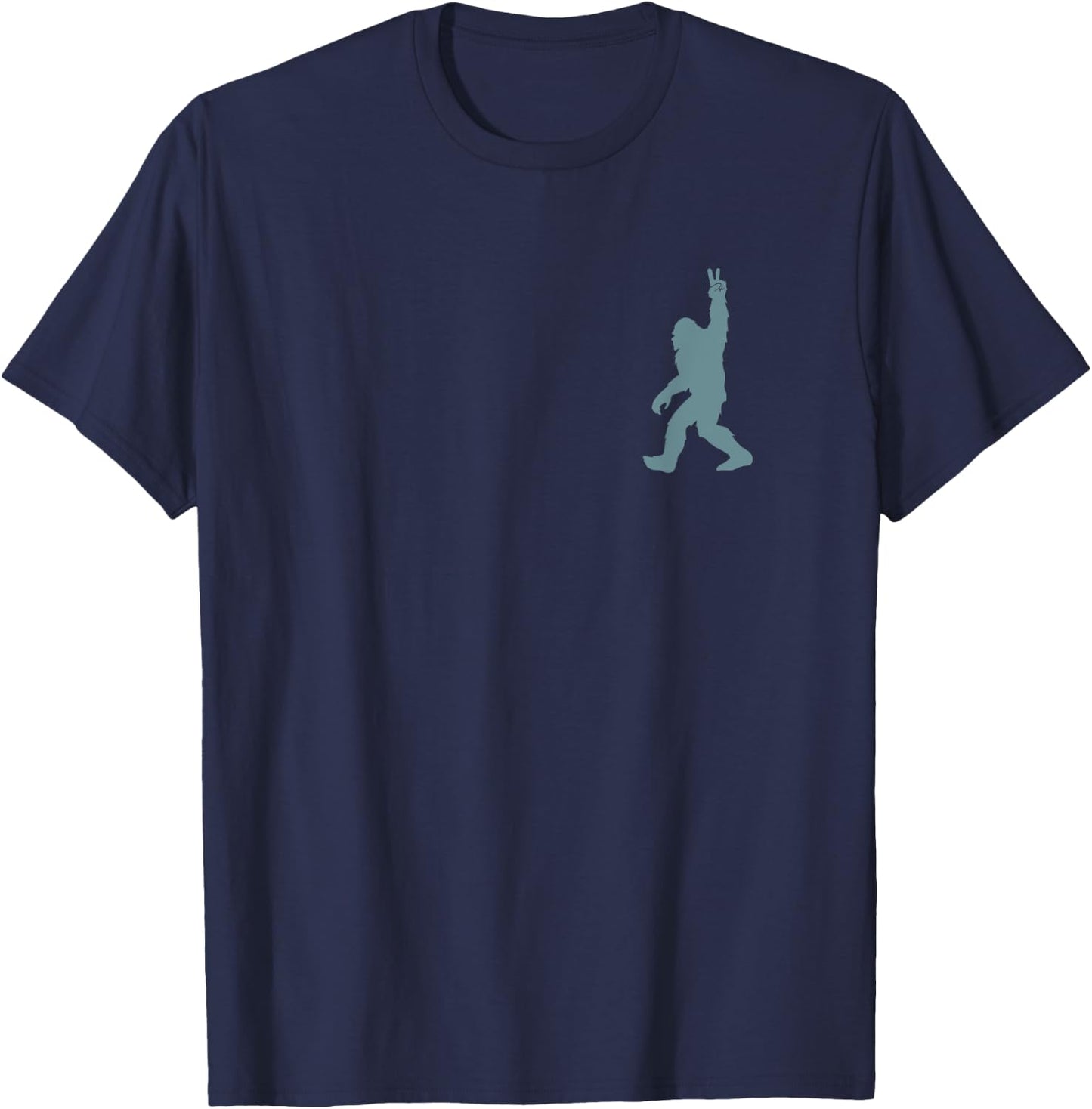 Funny Bigfoot Sasquatch Peace Sign Big Foot Squatch Pocket T-Shirt - T-Shirt | Navy