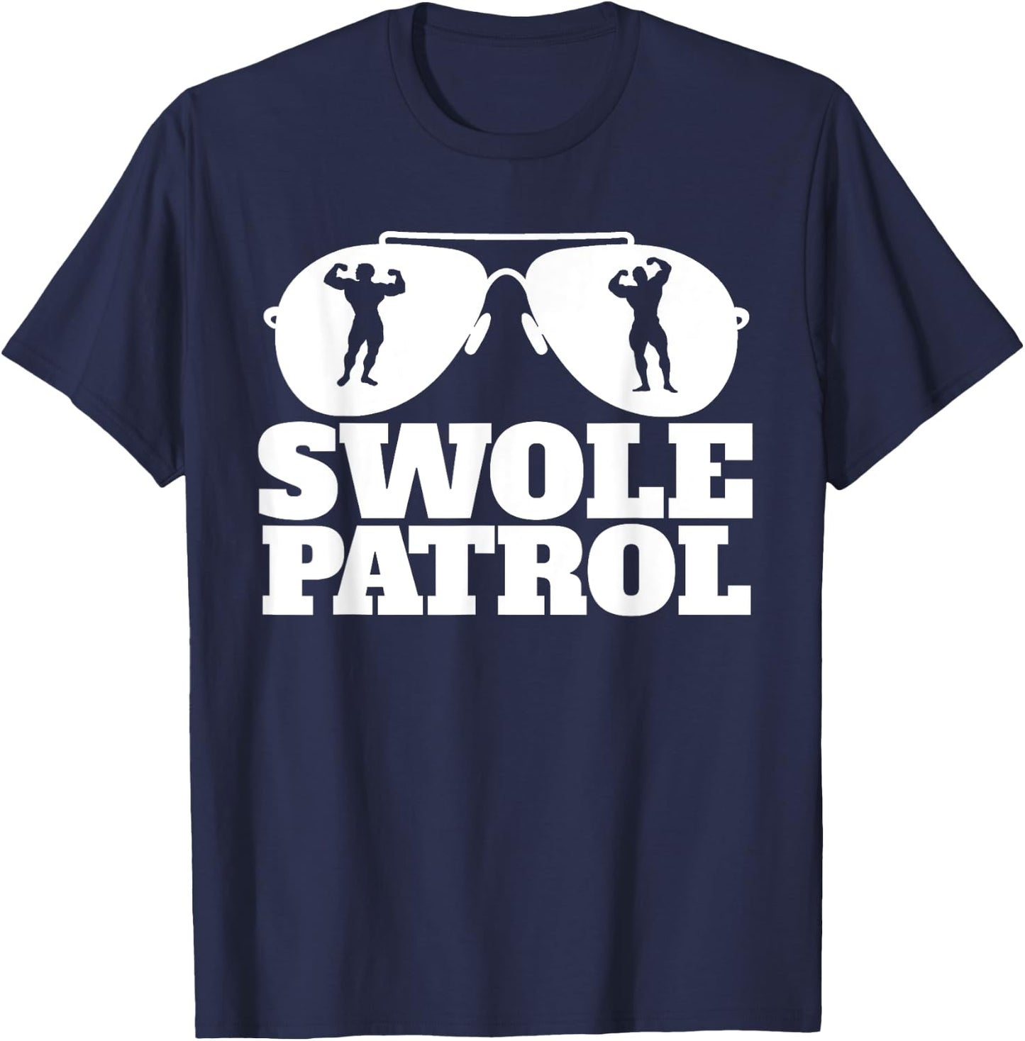 Miftees Swole Swole Patrol Funny Weightlifting - Black, -Adults, Small, Short Sleeve, Classic Fit, Cotton 60% Polyester 40% T-Shirt - T-Shirt | Navy